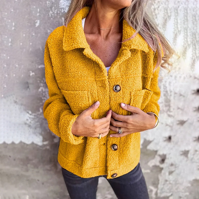 Plus Size Women’s Solid Color Sherpa Jacket