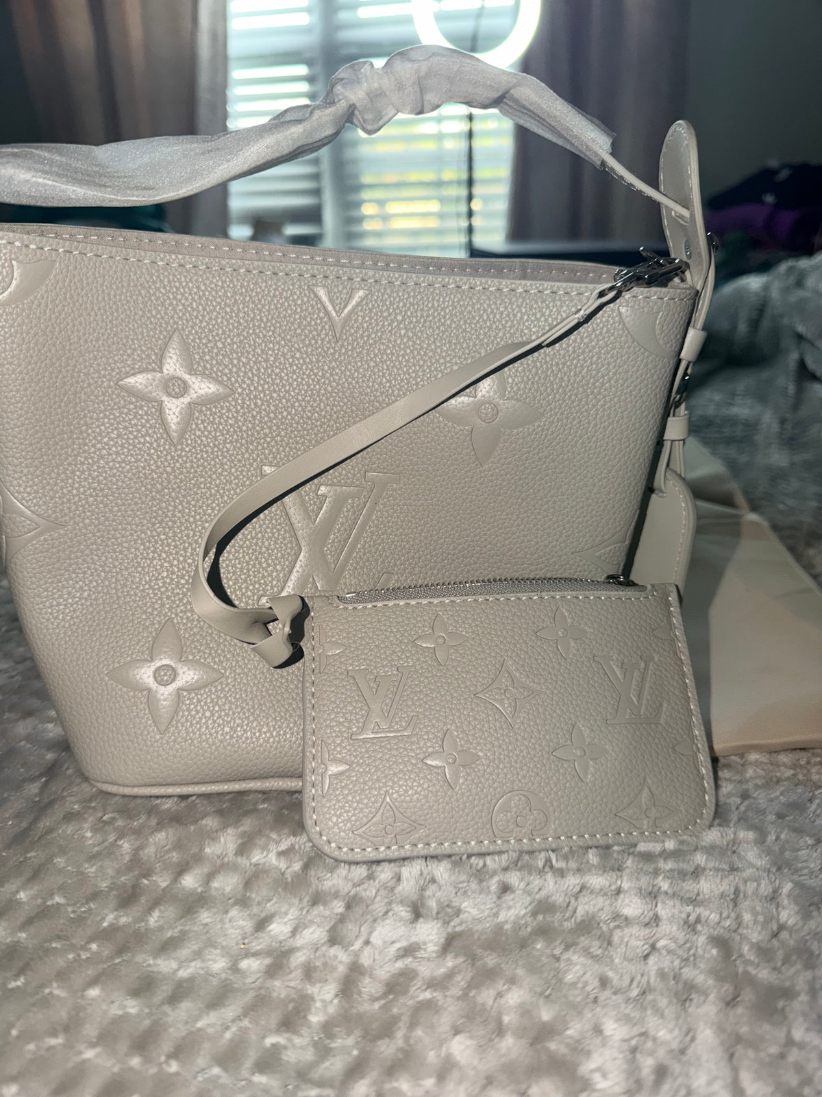 L V All in Monogram Empreinte leather Brume Grey NEW