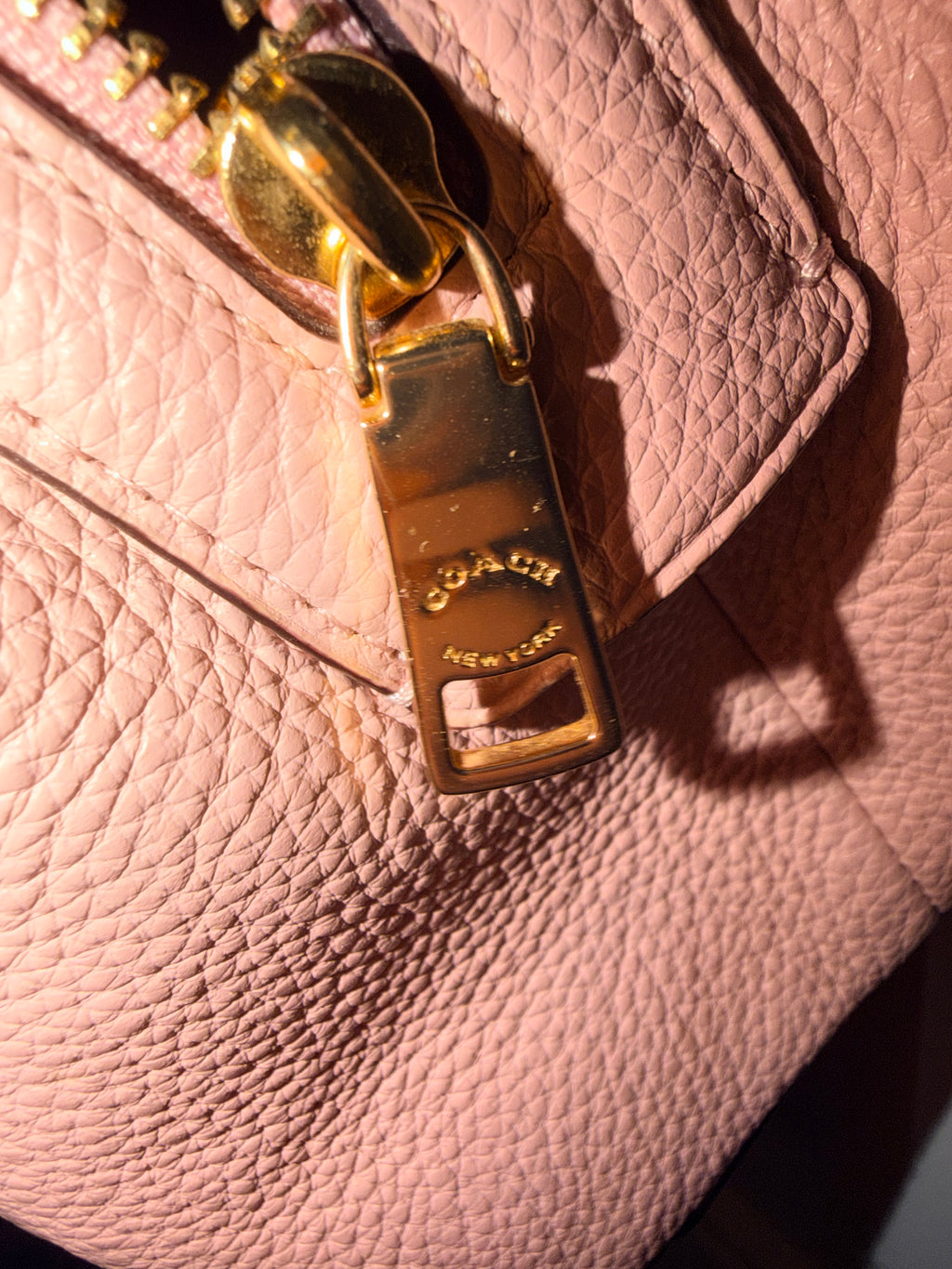 Coach Pebbled Leather Shoulder Tote in Pale Pink