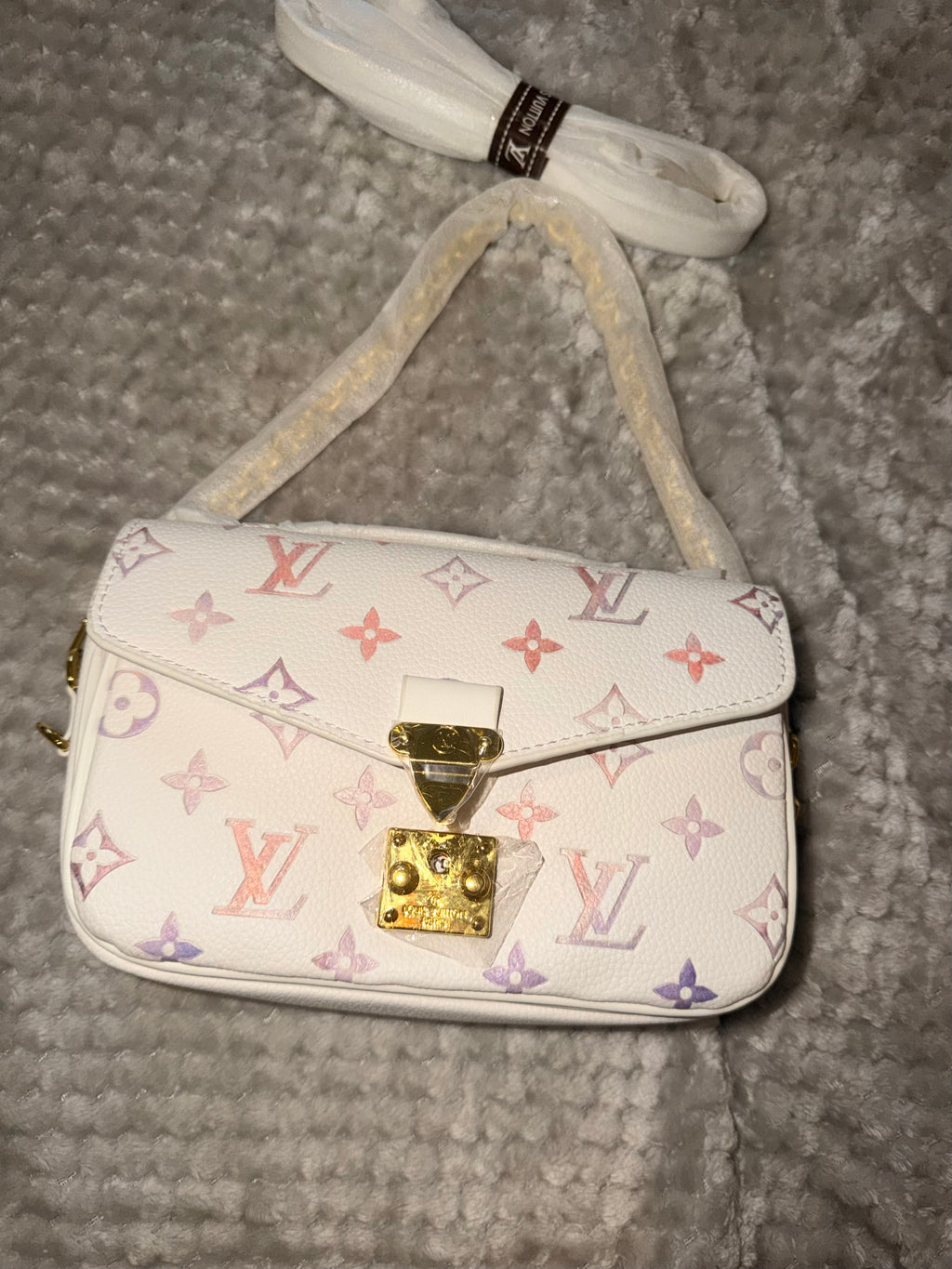 L V Dream white Monogram Top Handle Crossbody Bag