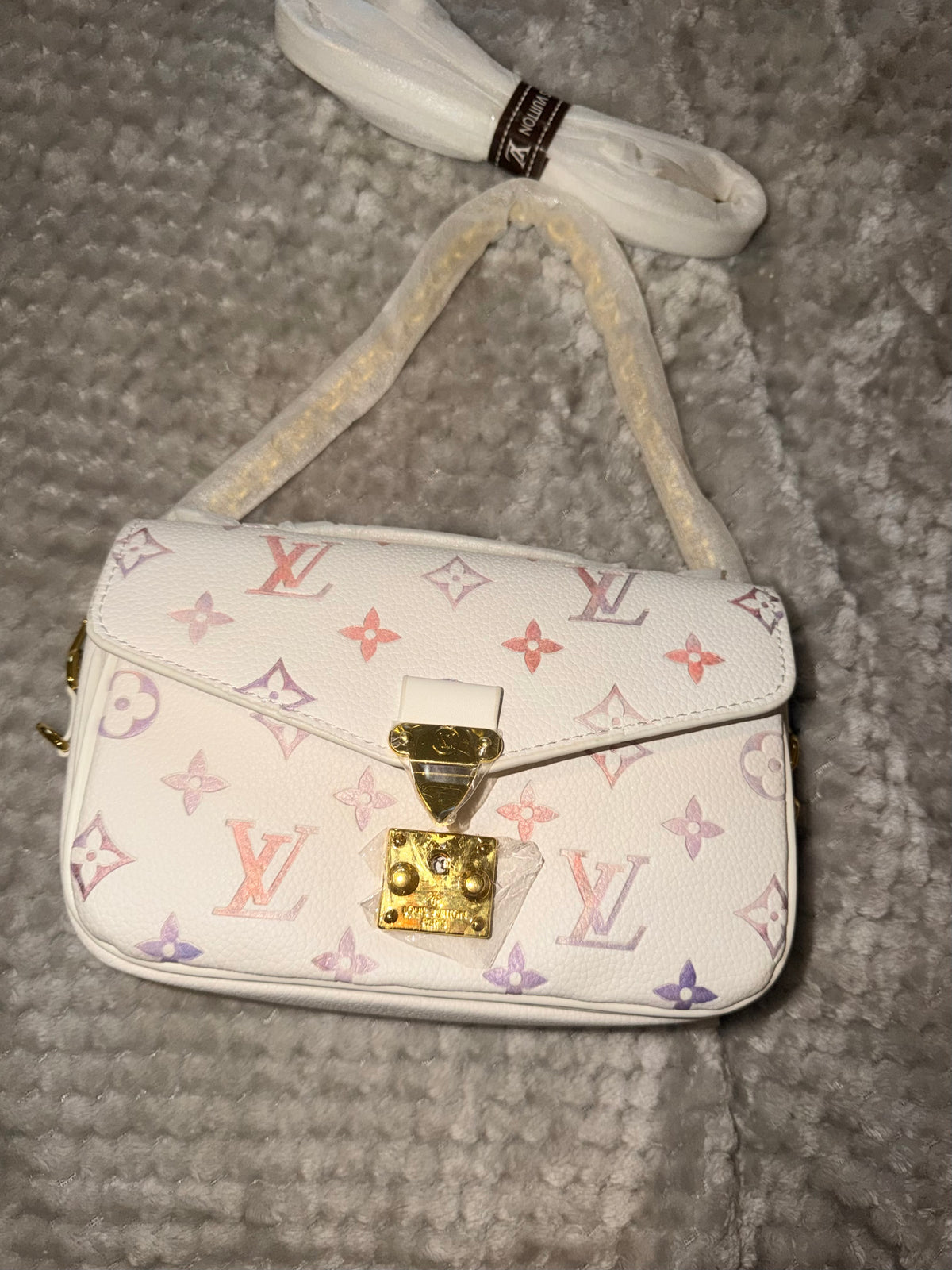 L V Dream white Monogram Top Handle Crossbody Bag