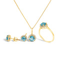 Blue Topaz Halo Pendant – Sterling Silver