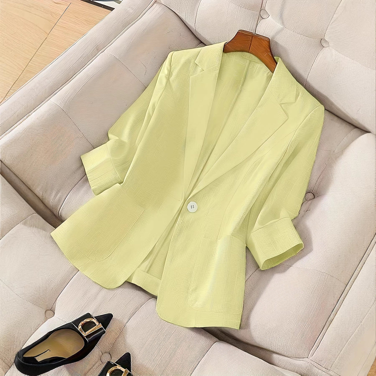 Women's Three-Quarter Sleeve Single-Button Casual Blazer